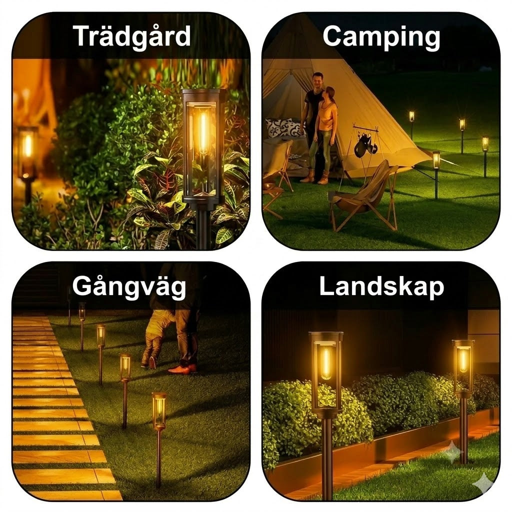 Solcellsbelysning för trädgården – Retrodesign, 12–14 timmars belysning & IP65-vattentät