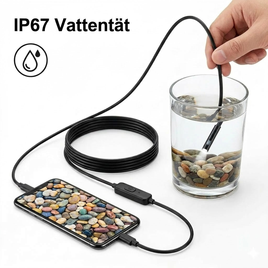 Universell 3-i-1 endoskopkamera med IP67 vattentät sond