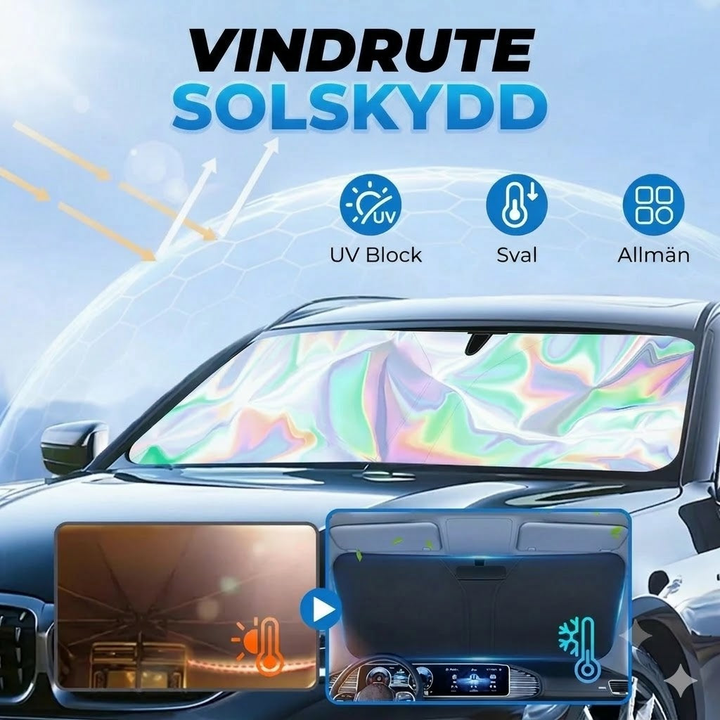 Solskydd för bilrutan med reflekterande aluminiumbeläggning mot extrem värme