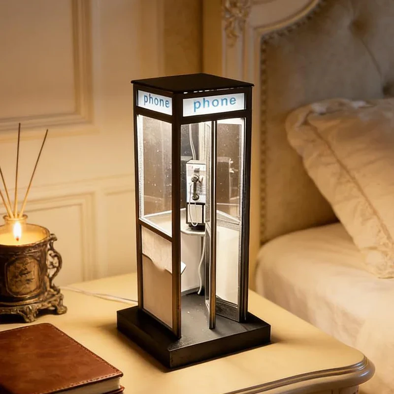 Retro telefonkiosk-lampa