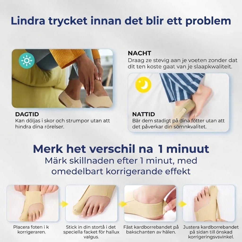 Justerbart hallux valgus-stöd för stortån
