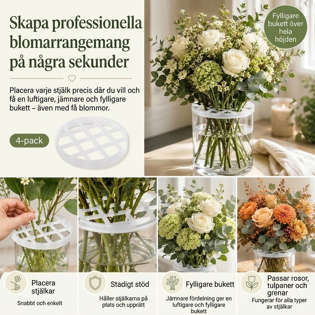 BlomFix töjbara blomsterhållare i silikon 4 pack
