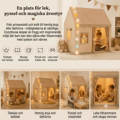 CozyHouse lektält för barn i husform