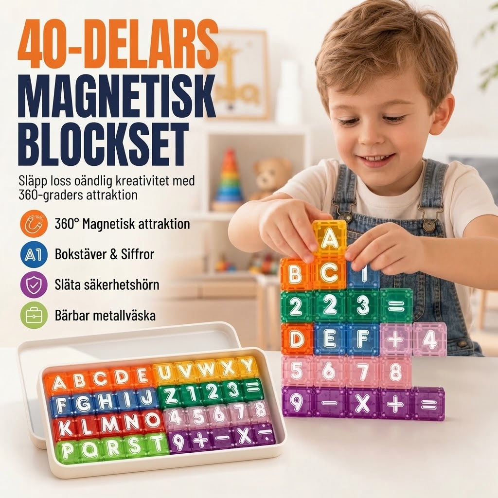 Magnetiska bokstavs- och sifferklossar för barn