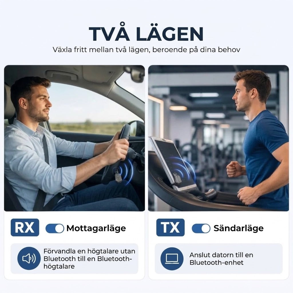 2 i 1 Bluetooth-ljudadapter med sändare och mottagare