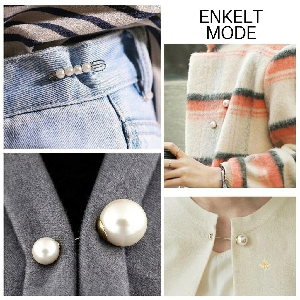 Säkerhetsnålsbrosch med Strass och Pärlor