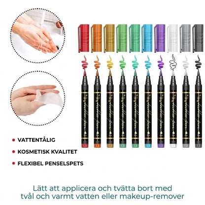 Tillfälliga tatueringspennor med schabloner