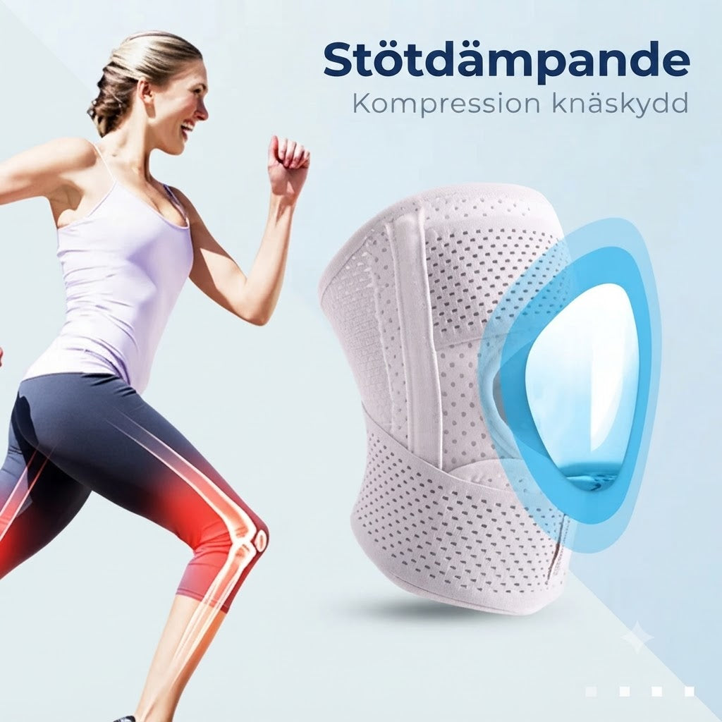 Andningsbara knäskydd med stöd för menisken