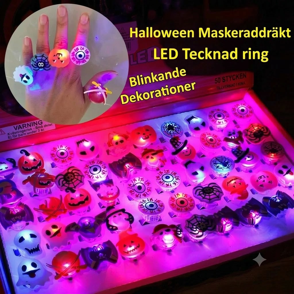 50-pack LED-ringar för halloween