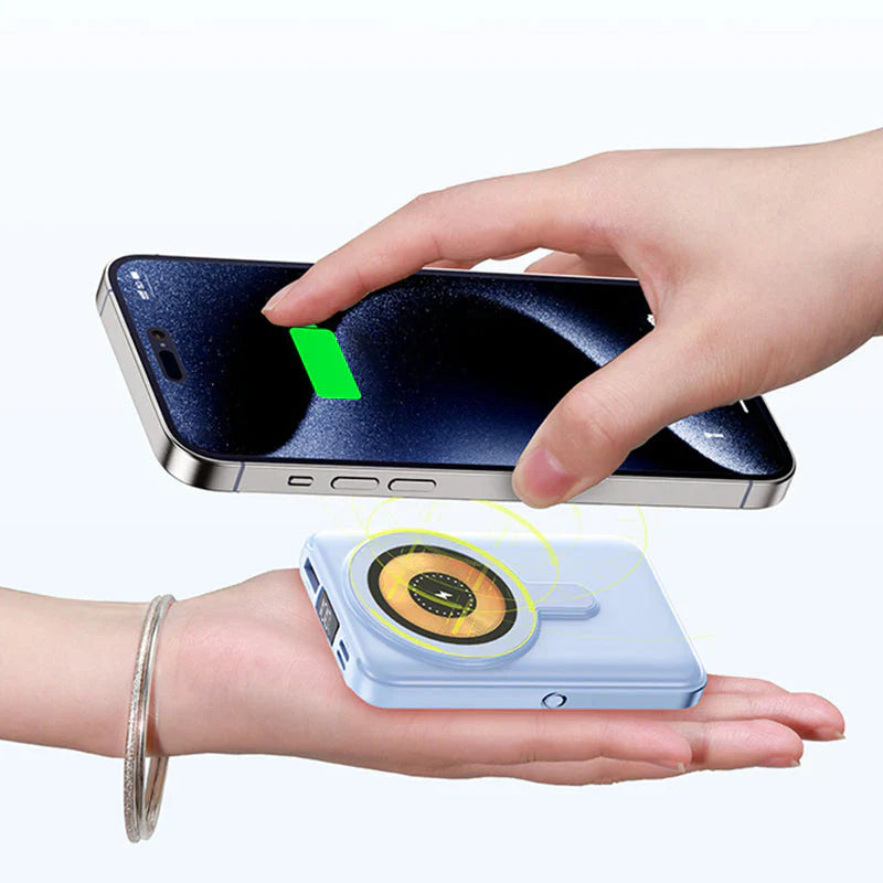 Magnetisk trådlös powerbank 10000 mAh snabbladdare med mobilhållare