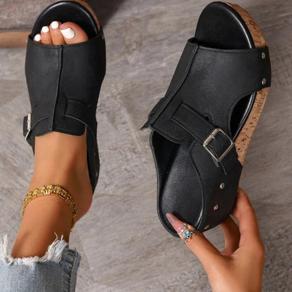 Dammode Peep Toe kilklackssandaler med platåsul