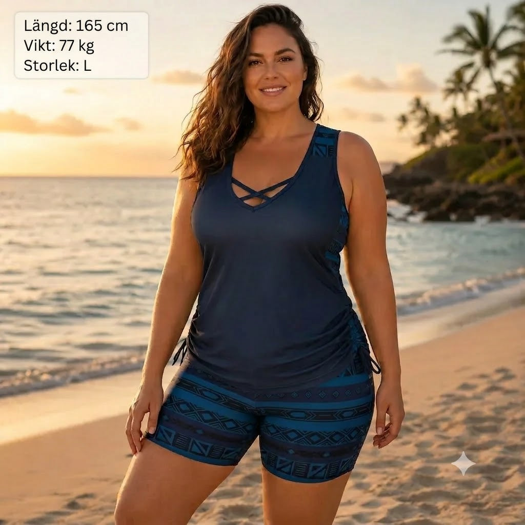 BohoBelle tankini med högmidjade badshorts