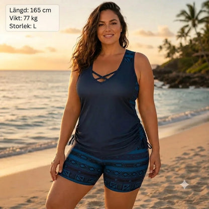 BohoBelle tankini med högmidjade badshorts