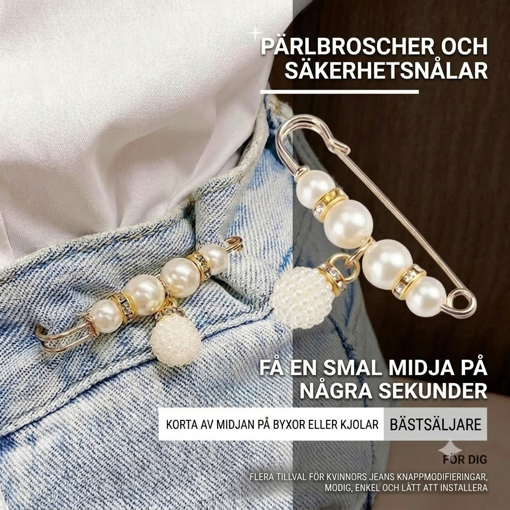 Säkerhetsnålsbrosch med Strass och Pärlor