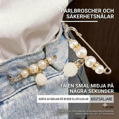 Säkerhetsnålsbrosch med Strass och Pärlor