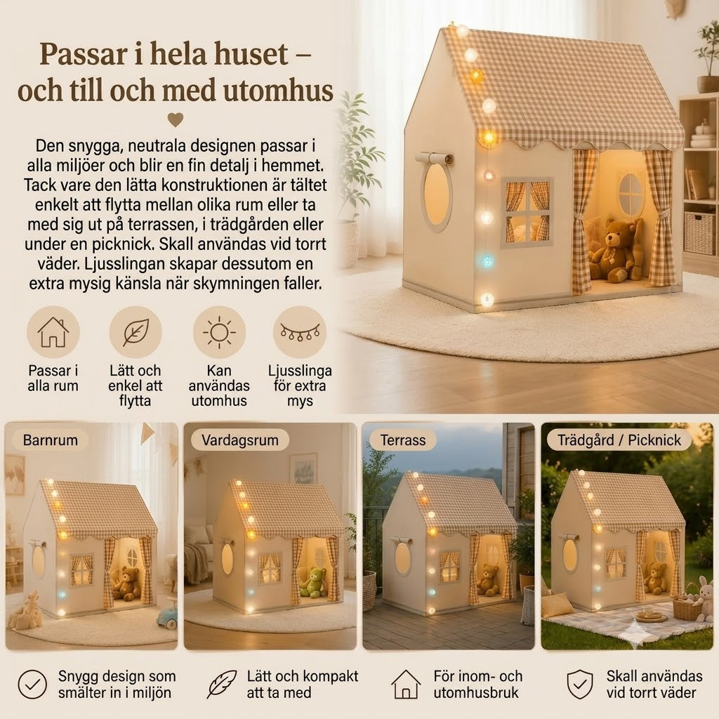 CozyHouse lektält för barn i husform