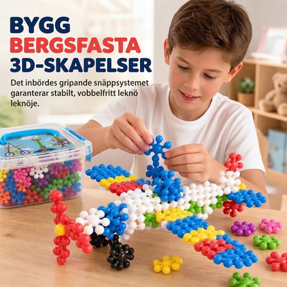 3D snöflingebyggklossar för barn