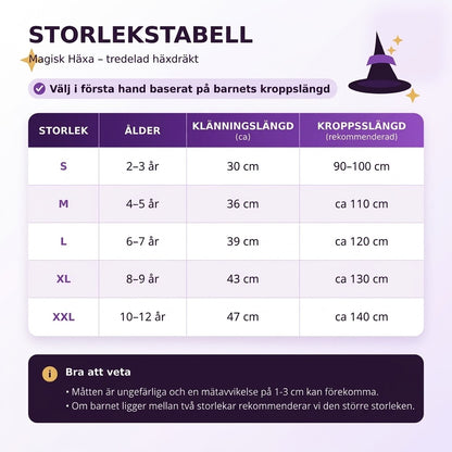 Tredelad häxdräkt för barn