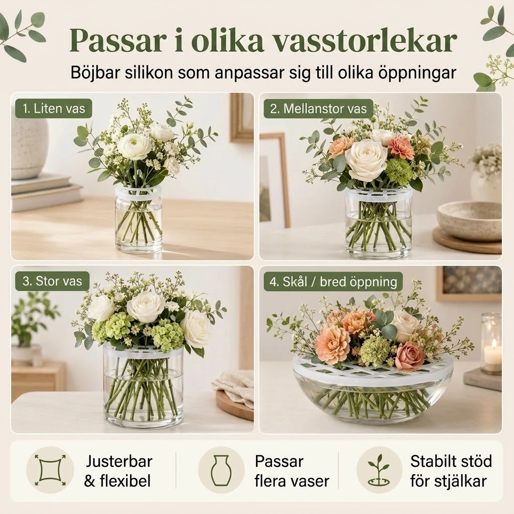 BlomFix töjbara blomsterhållare i silikon 4 pack