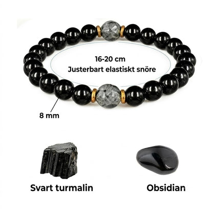 Skyddande armband med obsidian och turmalin