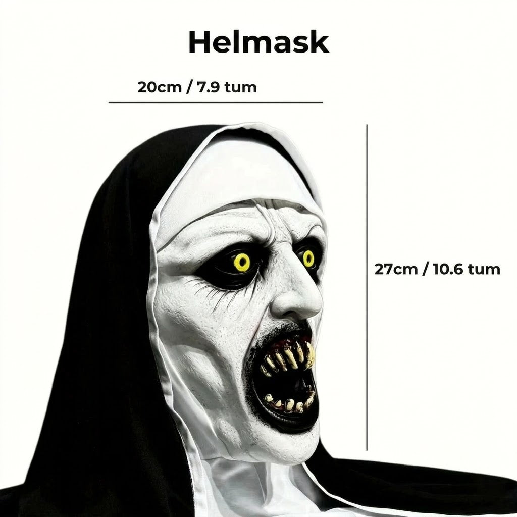 Skräckmask med nunna för Halloween