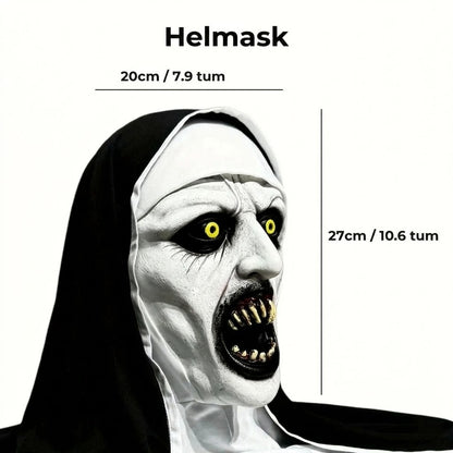 Skräckmask med nunna för Halloween