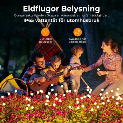 Solcellsdriven trädgårdsbelysning med eldflugor