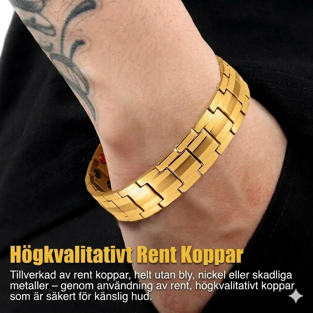 Retro herrarmband med kors och dubbelradigt magnetlås