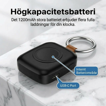 Kompakt magnetisk powerbank för smartklocka 1 200 mAh med nyckelring