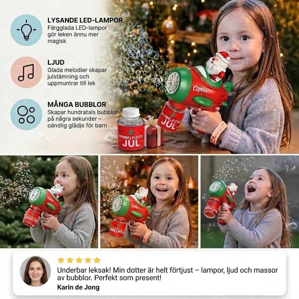 Elektrisk såpbubblepistol med ljus och ljud