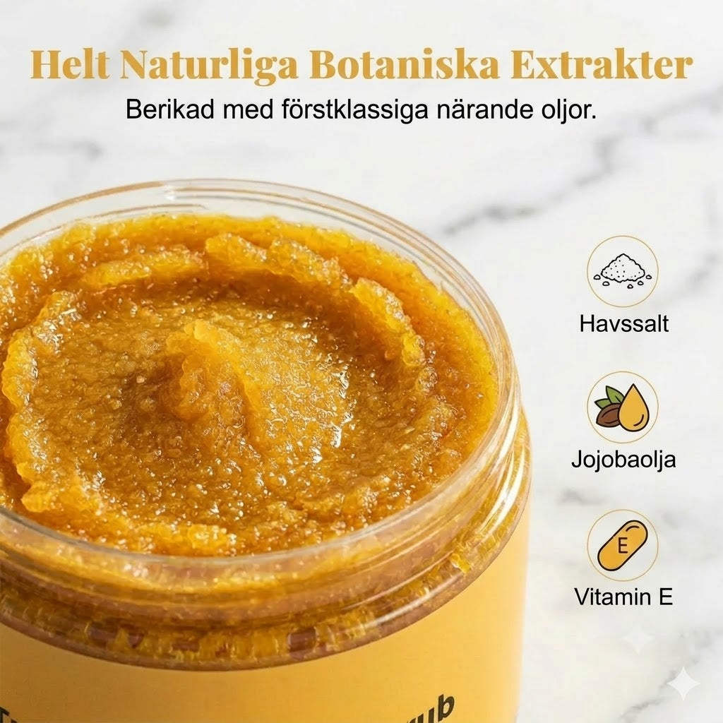 Gurkmeja Kroppsskrubb – Stimulerar Huden med Mild Exfoliering och Djup Återfuktning