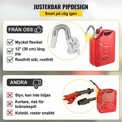Bränslepip i rostfritt stål med nätfilter