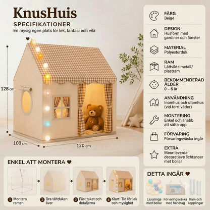 CozyHouse lektält för barn i husform