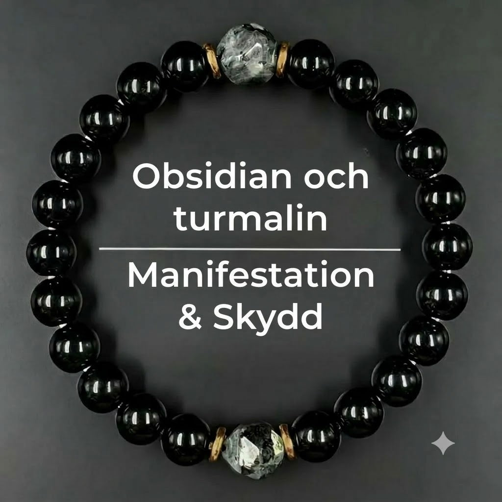 Skyddande armband med obsidian och turmalin