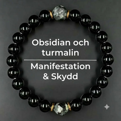 Skyddande armband med obsidian och turmalin