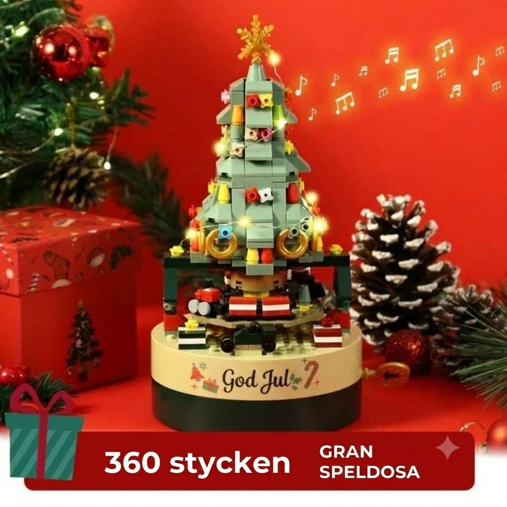 Rörlig julgran av byggklossar