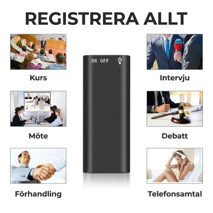 Mini diktafon med ljudaktivering