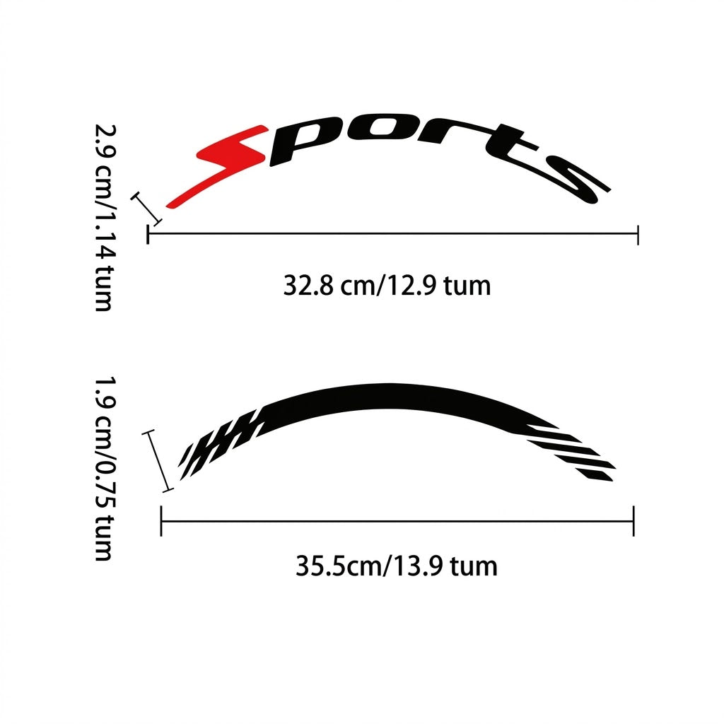 3D fälgdekaler för 4 fälgar 8-pack