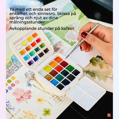 Ultrakompakt akvarellset med 16 färger