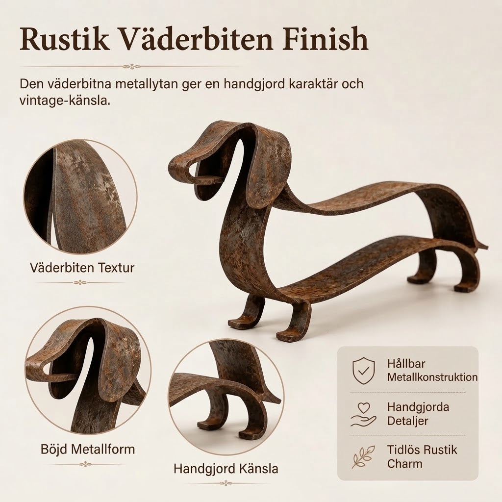 Rustik taxskulptur i metall för heminredning