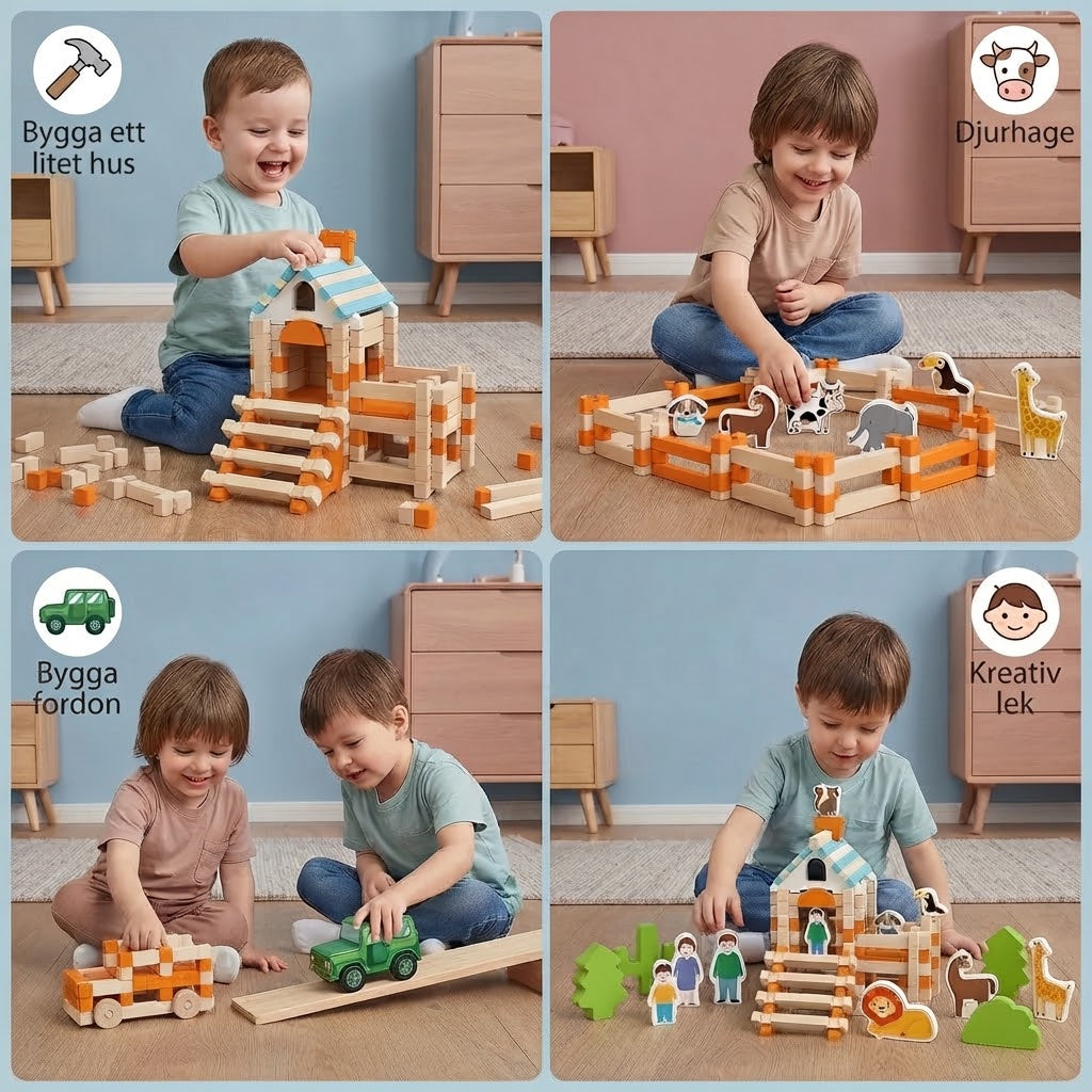 Montessori byggklossar i trä