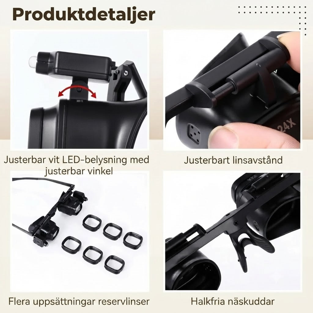 LED-förstoringsglas med justerbar hållare