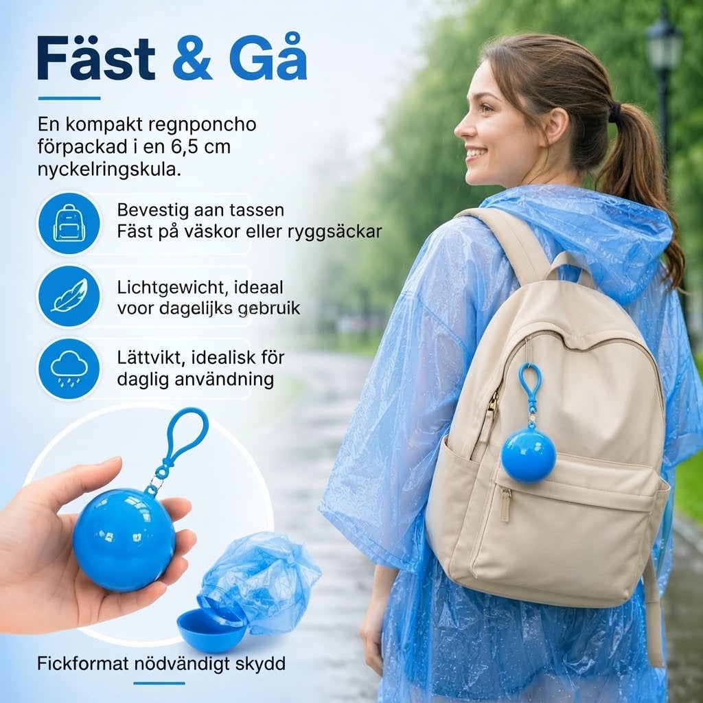 Kompakta vattenavvisande regnponchos 5-pack