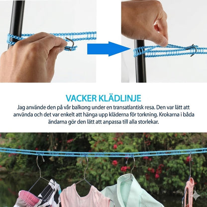 Bärbar tvättlina – fäster överallt