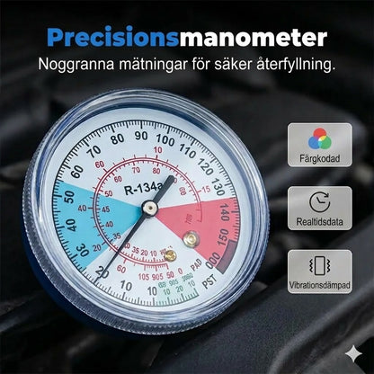AC-påfyllningsslang för R134a med manometer