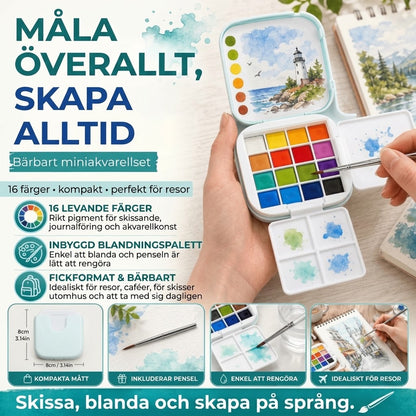 Ultrakompakt akvarellset med 16 färger