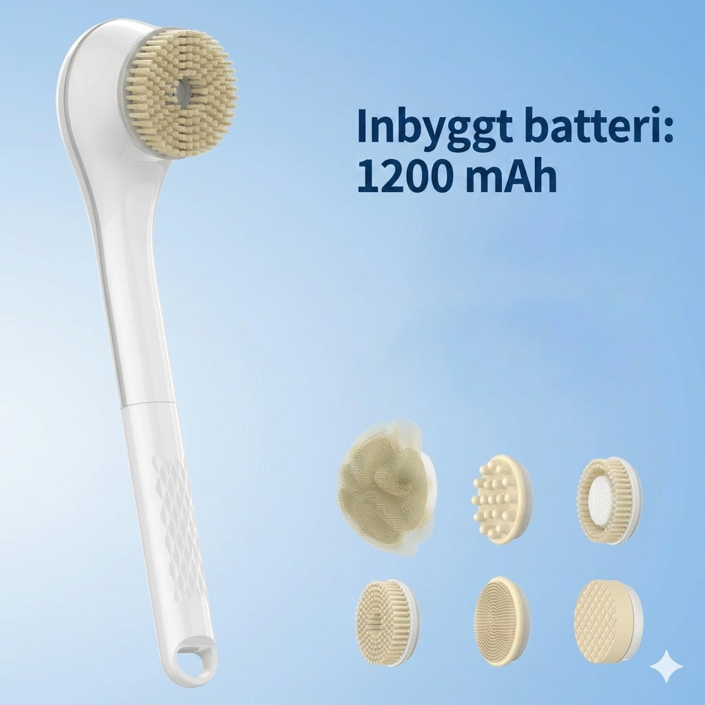 Elektrisk badborste med långt skaft för djuprengöring och exfoliering