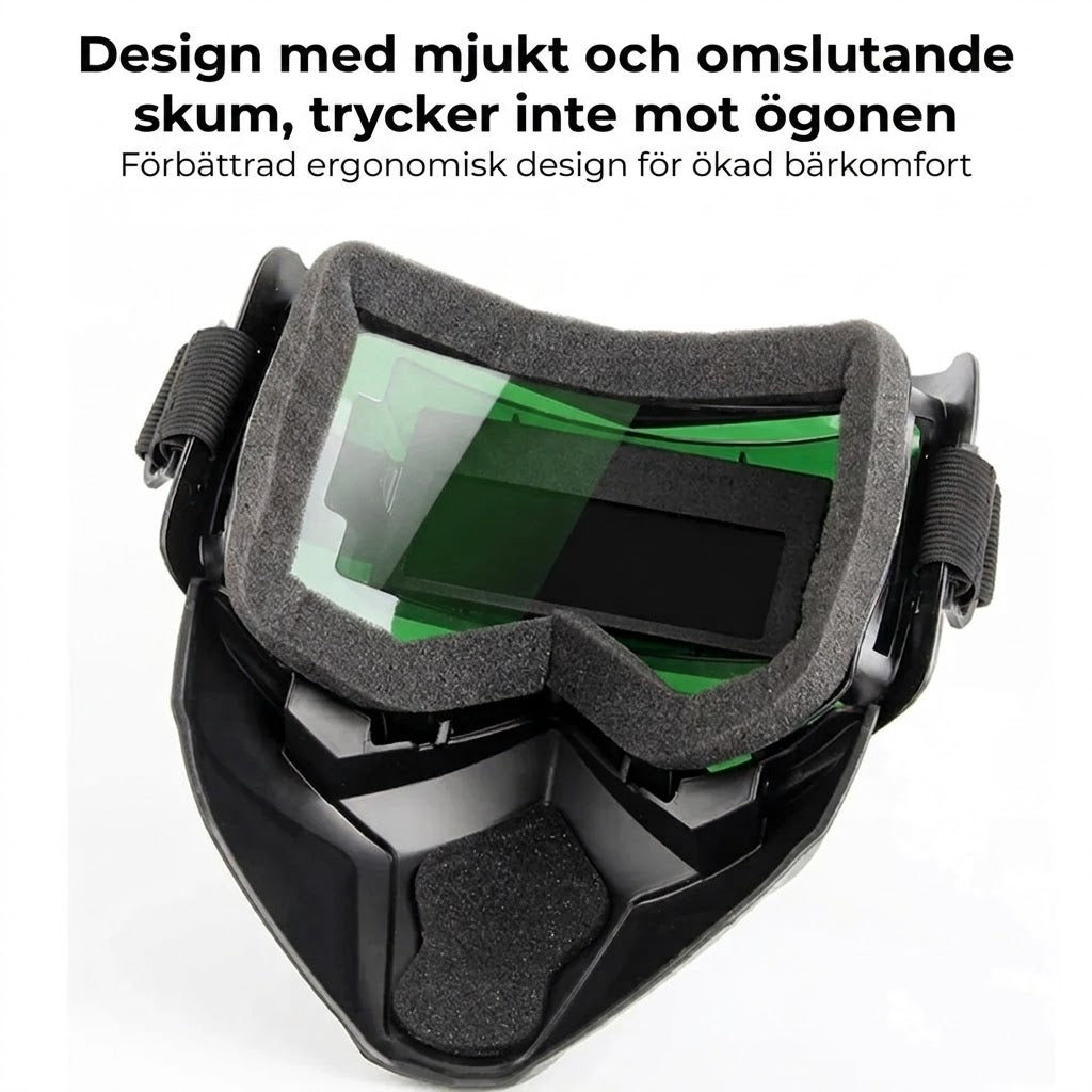 Automatiskt nedbländande svetshjälm med kolfilter