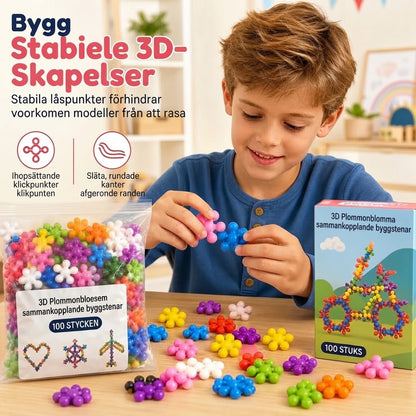 3D snöflingebyggklossar för barn