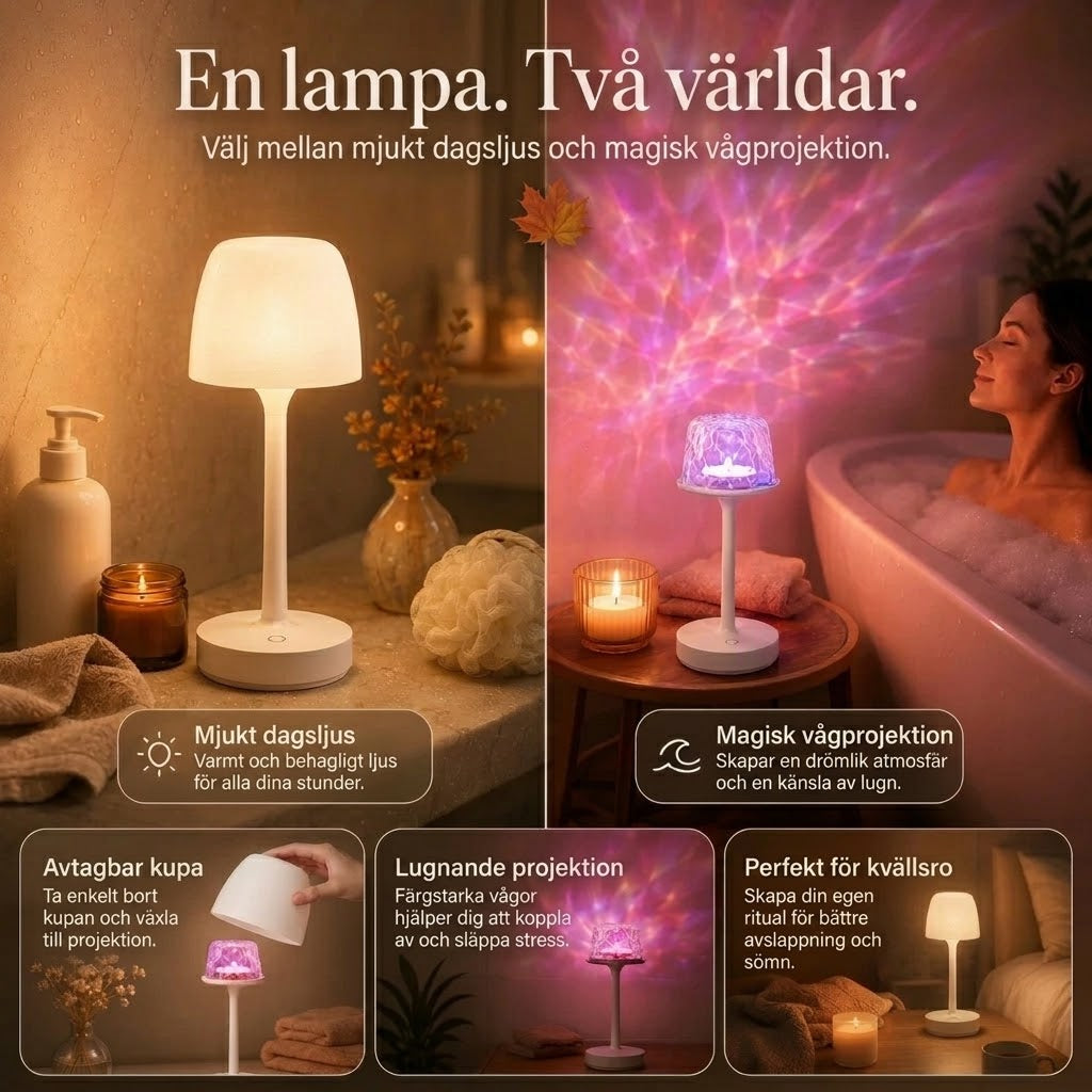LumaWave bärbar stämningslampa med vågprojektion